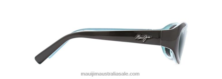 Punchbowl Polarized Rectangular Sunglasses Maui Jim TVVRT409 Black with Blue US/Neutral Grey