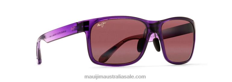 Red Sands Asian Fit Polarized Rectangular Sunglasses Maui Jim TVVRT354 Purple Fade/Rose