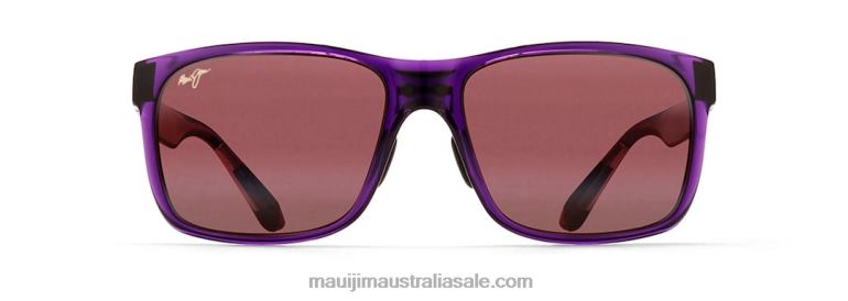 Red Sands Asian Fit Polarized Rectangular Sunglasses Maui Jim TVVRT354 Purple Fade/Rose