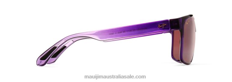 Red Sands Asian Fit Polarized Rectangular Sunglasses Maui Jim TVVRT354 Purple Fade/Rose