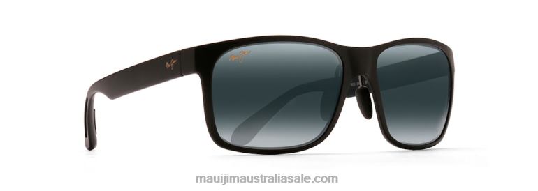 Red Sands Polarized Rectangular Sunglasses Maui Jim TVVRT296 Matte Black/Neutral Grey