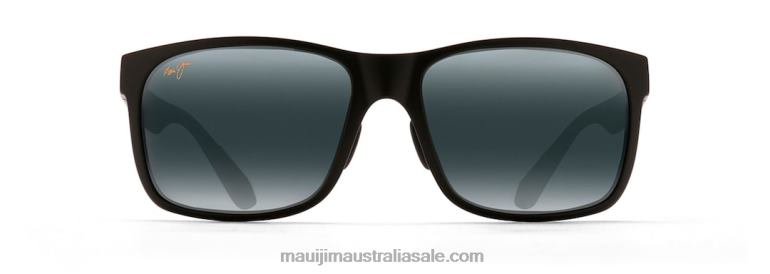 Red Sands Polarized Rectangular Sunglasses Maui Jim TVVRT296 Matte Black/Neutral Grey