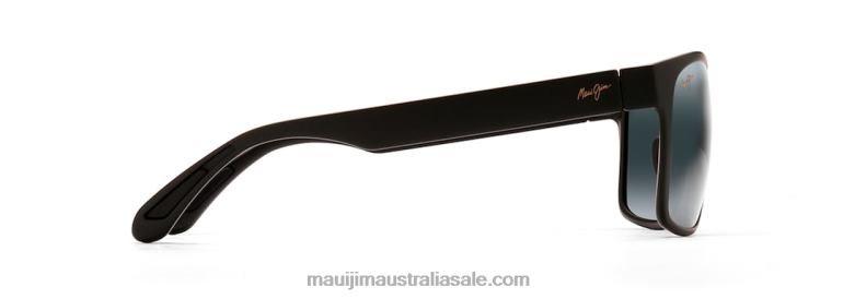 Red Sands Polarized Rectangular Sunglasses Maui Jim TVVRT296 Matte Black/Neutral Grey