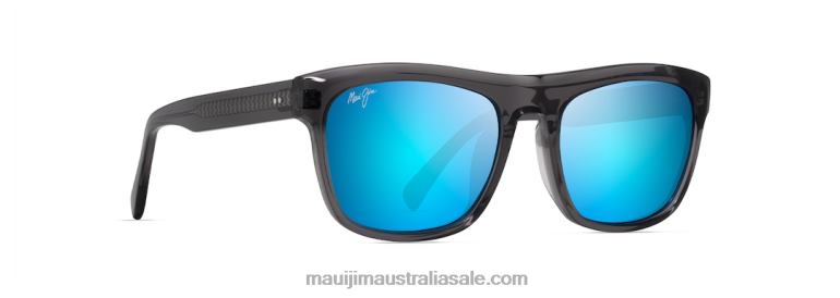 S-Turns Polarized Rectangular Sunglasses Maui Jim TVVRT60 Dark Translucent Grey/Blue Hawaii