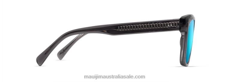 S-Turns Polarized Rectangular Sunglasses Maui Jim TVVRT60 Dark Translucent Grey/Blue Hawaii