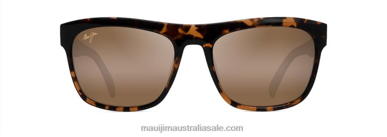 S-Turns Polarized Rectangular Sunglasses Maui Jim TVVRT61 Tortoise with Honey Crystal Interior/HCL Bronze