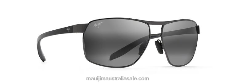 The Bird Polarized Rectangular Sunglasses Maui Jim TVVRT225 Dark Gunmetal with Black and Grey Temples/Neutral Grey