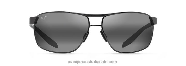 The Bird Polarized Rectangular Sunglasses Maui Jim TVVRT225 Dark Gunmetal with Black and Grey Temples/Neutral Grey