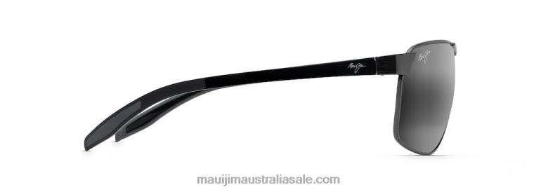 The Bird Polarized Rectangular Sunglasses Maui Jim TVVRT225 Dark Gunmetal with Black and Grey Temples/Neutral Grey