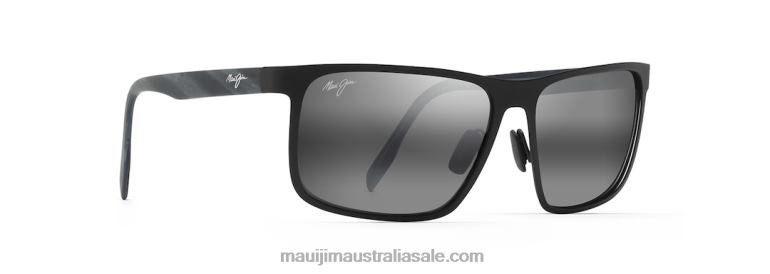 Wana Polarized Rectangular Sunglasses Maui Jim TVVRT215 Matte Black/Neutral Grey