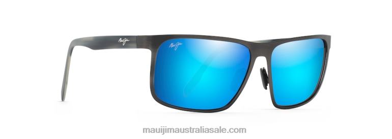 Wana Polarized Rectangular Sunglasses Maui Jim TVVRT216 Brushed Dark Gunmetal/Blue Hawaii