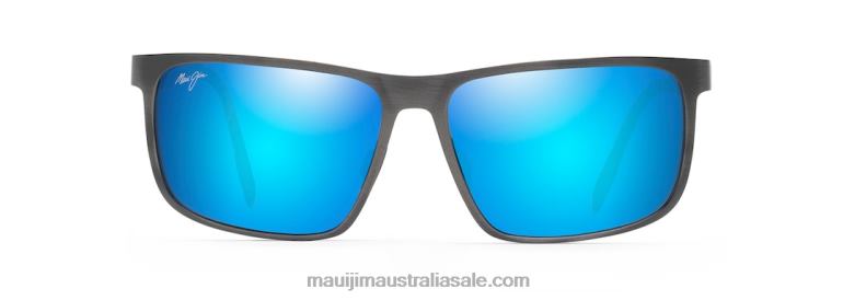 Wana Polarized Rectangular Sunglasses Maui Jim TVVRT216 Brushed Dark Gunmetal/Blue Hawaii