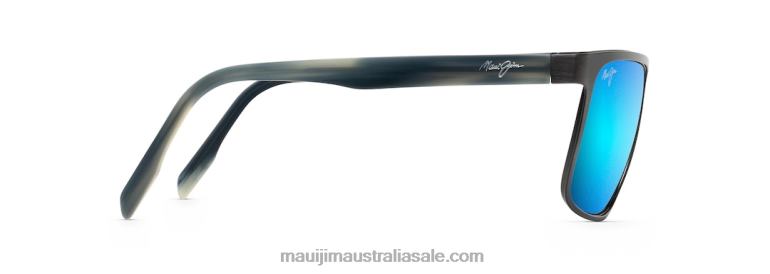 Wana Polarized Rectangular Sunglasses Maui Jim TVVRT216 Brushed Dark Gunmetal/Blue Hawaii