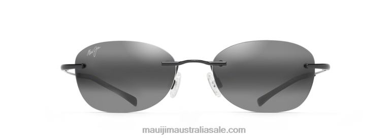 Aki Aki Polarized Rimless Sunglasses Maui Jim TVVRT180 Gloss Black/Neutral Grey