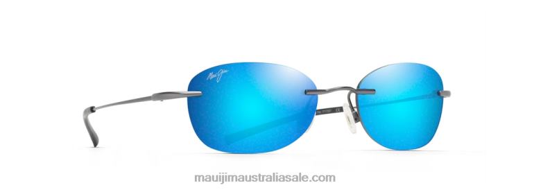 Aki Aki Polarized Rimless Sunglasses Maui Jim TVVRT181 Gunmetal/Blue Hawaii