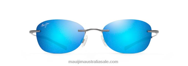 Aki Aki Polarized Rimless Sunglasses Maui Jim TVVRT181 Gunmetal/Blue Hawaii