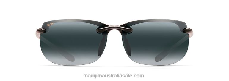 Banyans Asian Fit Polarized Rimless Sunglasses Maui Jim TVVRT444 Gloss Black/Neutral Grey