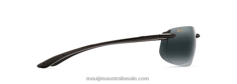 Banyans Asian Fit Polarized Rimless Sunglasses Maui Jim TVVRT444 Gloss Black/Neutral Grey