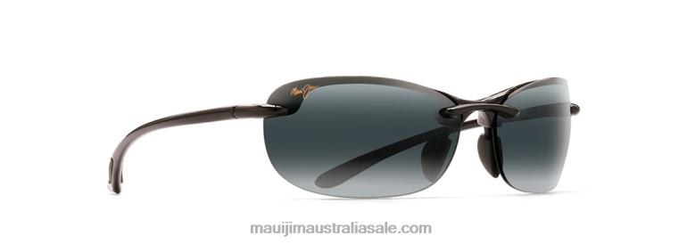 Hanalei Asian Fit Polarized Rimless Sunglasses Maui Jim TVVRT448 Gloss Black/Neutral Grey