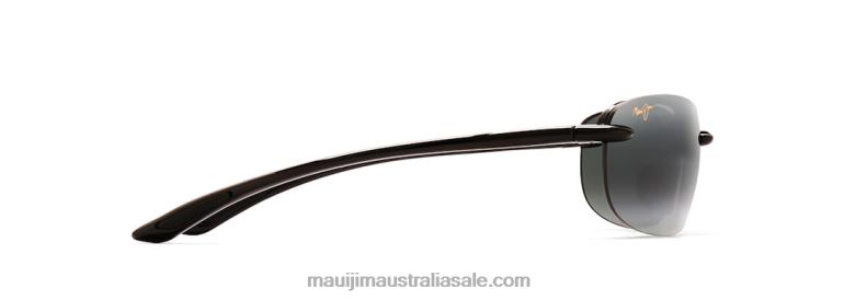 Hanalei Asian Fit Polarized Rimless Sunglasses Maui Jim TVVRT448 Gloss Black/Neutral Grey