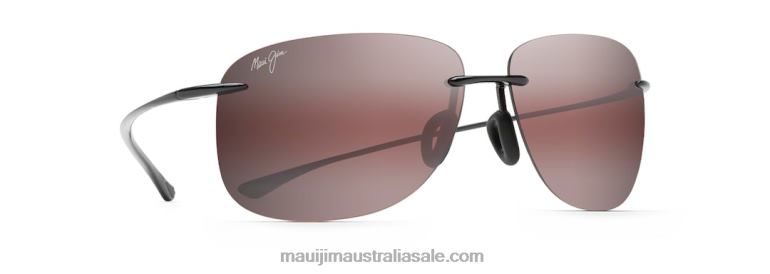 Hikina Polarized Rimless Sunglasses Maui Jim TVVRT269 Black Gloss/Rose