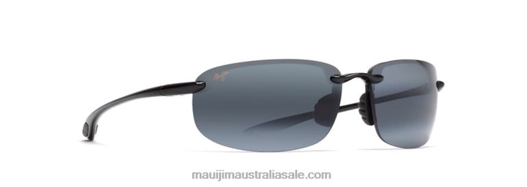 Ho'Okipa Polarized Rimless Sunglasses Maui Jim TVVRT390 Gloss Black/Neutral Grey