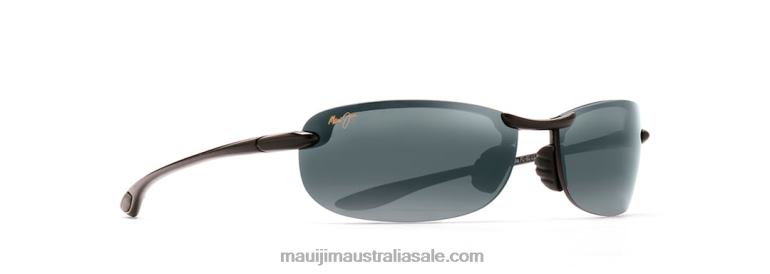 Makaha Polarized Rimless Sunglasses Maui Jim TVVRT395 Gloss Black/Neutral Grey