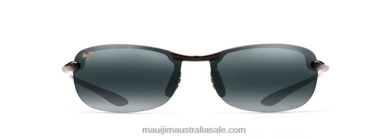 Makaha Polarized Rimless Sunglasses Maui Jim TVVRT395 Gloss Black/Neutral Grey