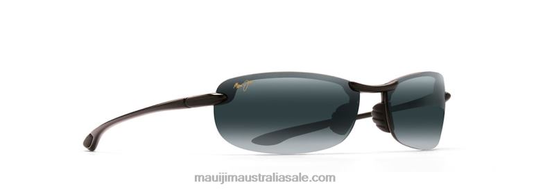 Makaha Reader Asian Fit Polarized Rimless Sunglasses Maui Jim TVVRT438 Gloss Black/Neutral Grey