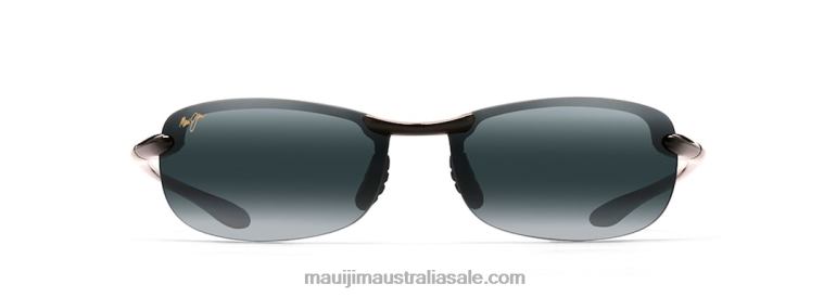 Makaha Reader Asian Fit Polarized Rimless Sunglasses Maui Jim TVVRT438 Gloss Black/Neutral Grey