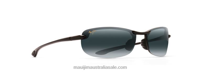 Makaha Reader Polarized Rimless Sunglasses Maui Jim TVVRT394 Gloss Black/Neutral Grey
