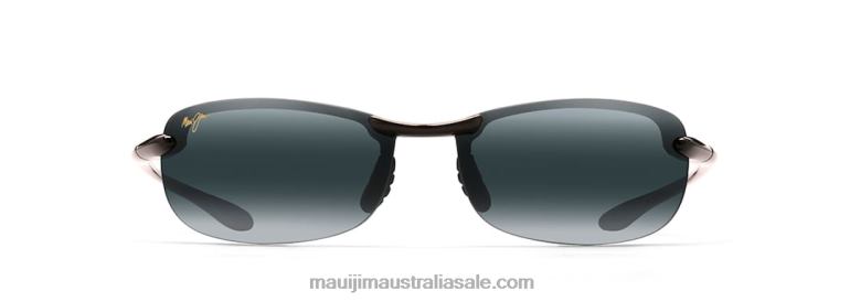 Makaha Reader Polarized Rimless Sunglasses Maui Jim TVVRT394 Gloss Black/Neutral Grey