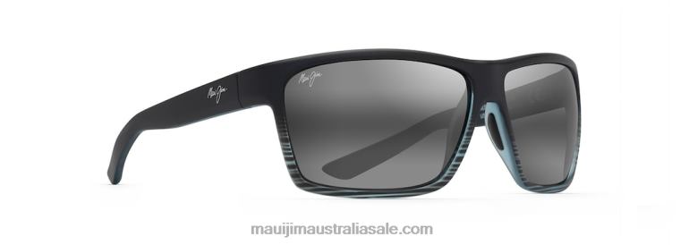 Alenuihaha Polarized Wrap Sunglasses Maui Jim TVVRT148 Grey Black Stripe/Neutral Grey
