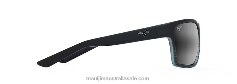 Alenuihaha Polarized Wrap Sunglasses Maui Jim TVVRT148 Grey Black Stripe/Neutral Grey