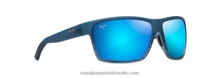 Alenuihaha Polarized Wrap Sunglasses Maui Jim TVVRT149 Blue Black Stripe/Blue Hawaii