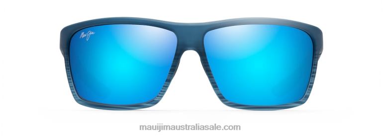 Alenuihaha Polarized Wrap Sunglasses Maui Jim TVVRT149 Blue Black Stripe/Blue Hawaii