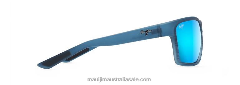 Alenuihaha Polarized Wrap Sunglasses Maui Jim TVVRT149 Blue Black Stripe/Blue Hawaii