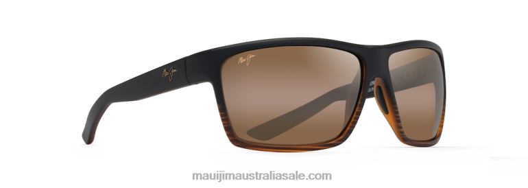 Alenuihaha Polarized Wrap Sunglasses Maui Jim TVVRT150 Dark Brown Stripe/HCL Bronze