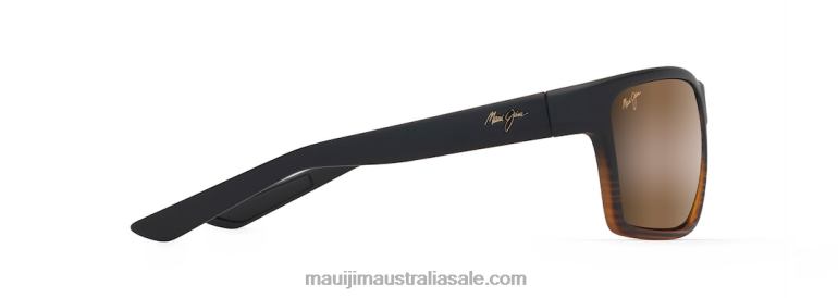 Alenuihaha Polarized Wrap Sunglasses Maui Jim TVVRT150 Dark Brown Stripe/HCL Bronze