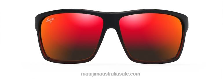 Alenuihaha Polarized Wrap Sunglasses Maui Jim TVVRT151 Burgundy Stripe/HAWAII LAVA