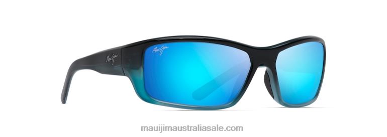 Barrier Reef Polarized Wrap Sunglasses Maui Jim TVVRT379 Blue with Turquoise/Blue Hawaii