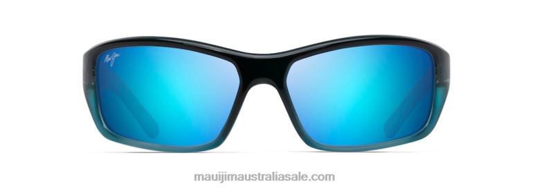 Barrier Reef Polarized Wrap Sunglasses Maui Jim TVVRT379 Blue with Turquoise/Blue Hawaii