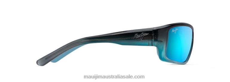 Barrier Reef Polarized Wrap Sunglasses Maui Jim TVVRT379 Blue with Turquoise/Blue Hawaii