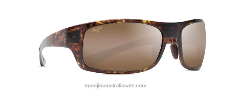 Big Wave Polarized Wrap Sunglasses Maui Jim TVVRT382 Olive Tortoise/HCL Bronze