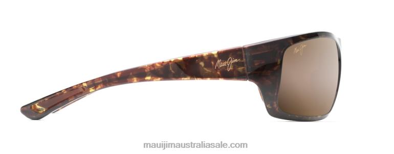 Big Wave Polarized Wrap Sunglasses Maui Jim TVVRT382 Olive Tortoise/HCL Bronze