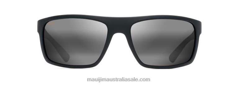 Byron Bay Polarized Wrap Sunglasses Maui Jim TVVRT415 Matte Black Rubber/Neutral Grey