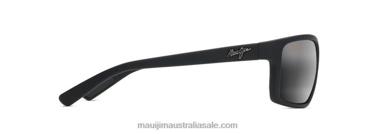 Byron Bay Polarized Wrap Sunglasses Maui Jim TVVRT415 Matte Black Rubber/Neutral Grey