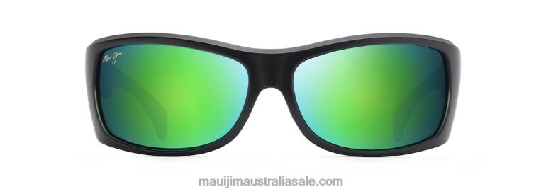 Equator Polarized Wrap Sunglasses Maui Jim TVVRT113 Matte Black with Olive Interior/Green