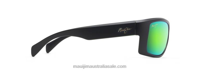 Equator Polarized Wrap Sunglasses Maui Jim TVVRT113 Matte Black with Olive Interior/Green