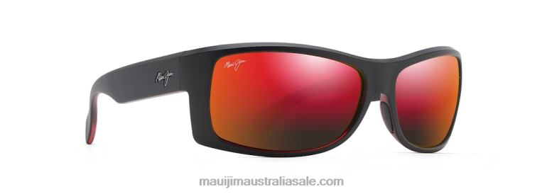 Equator Polarized Wrap Sunglasses Maui Jim TVVRT115 Black with Red Interior/HAWAII LAVA